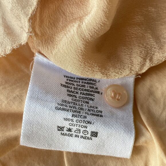 Vanessa Bruno Athe Top Sz XS Blouse 100% Silk Sheer Embroidery Summer Womens - Picture 4 of 7